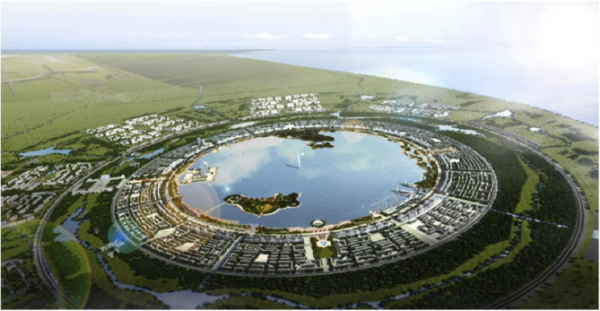 Lingang with the Dishui lake at its center (source: www.dianliwenmi.com)