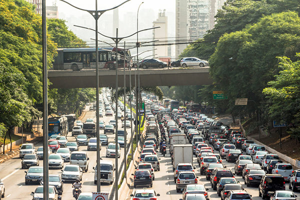 Traffic jam at rush hour in São Paulo, Brazil