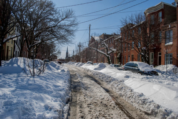 Federal Hill, Baltimore - February 11, 2010: Cars Burried in Snow on Federal Hill Street