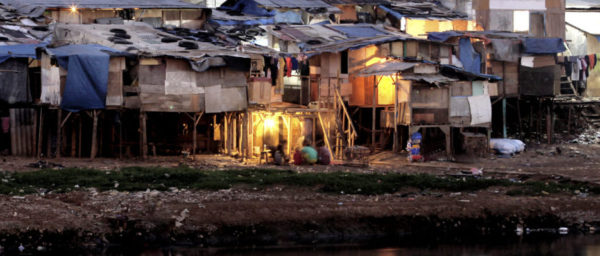 Slum area at night